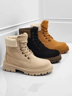 Trapery|Botki Bez Ocieplenia^Royalfashion Damskie botki trapery Avienne beżowy