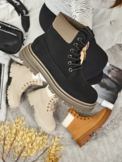 Trapery|Botki Bez Ocieplenia^Royalfashion Damskie botki trapery Avienne czarny