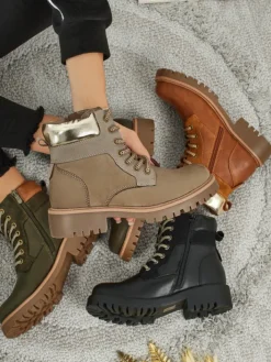 Trapery|Botki Sznurowane^Royalfashion Damskie botki trapery Maestroe brązowy