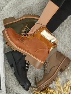 Trapery|Botki Sznurowane^Royalfashion Damskie botki trapery Maestroe Camel