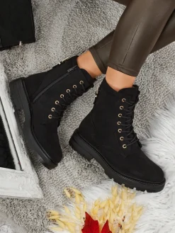 Trapery|Botki Z Delikatnym Ociepleniem^Royalfashion Damskie botki trapery Thalira czarny