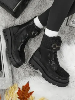 Workery|Botki Z Delikatnym Ociepleniem^Royalfashion Damskie botki workery z kożuszkiem Safil