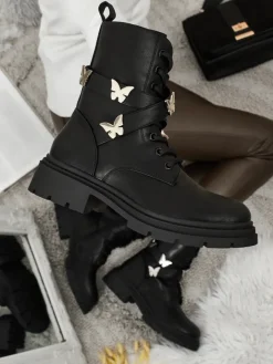 Botki Z Delikatnym Ociepleniem|Botki Sznurowane^Royalfashion Damskie botki workery z ozodbami Motill