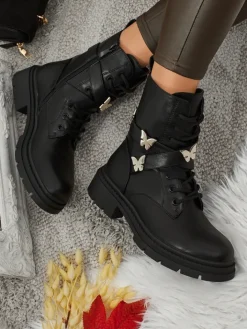 Botki Z Delikatnym Ociepleniem|Botki Sznurowane^Royalfashion Damskie botki workery z ozodbami Motill