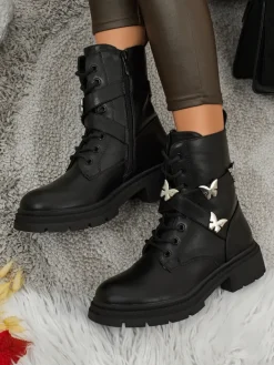 Botki Z Delikatnym Ociepleniem|Botki Sznurowane^Royalfashion Damskie botki workery z ozodbami Motill