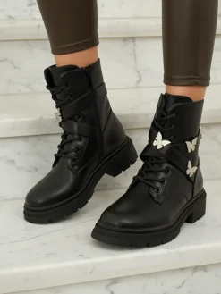 Botki Z Delikatnym Ociepleniem|Botki Sznurowane^Royalfashion Damskie botki workery z ozodbami Motill