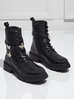 Botki Z Delikatnym Ociepleniem|Botki Sznurowane^Royalfashion Damskie botki workery z ozodbami Motill