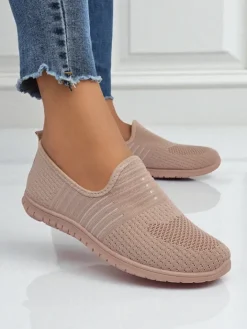 Półbuty^Royalfashion Damskie buty Aelia różowe z tkaniny, wygodne mokasyny na płaskim obcasie różowy