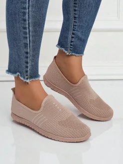 Półbuty^Royalfashion Damskie buty Aelia różowe z tkaniny, wygodne mokasyny na płaskim obcasie różowy