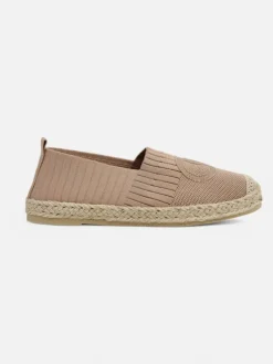 Espadryle Płaskie^Royalfashion Damskie espadryle Callisto płaski obcas skóra ekologiczna jasny brązowy