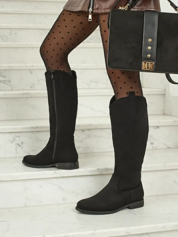 Kozaki Na Płaskim Obcasie|Kozaki Z Ociepleniem^Royalfashion Damskie kozaki eko zamszowe Zamerre