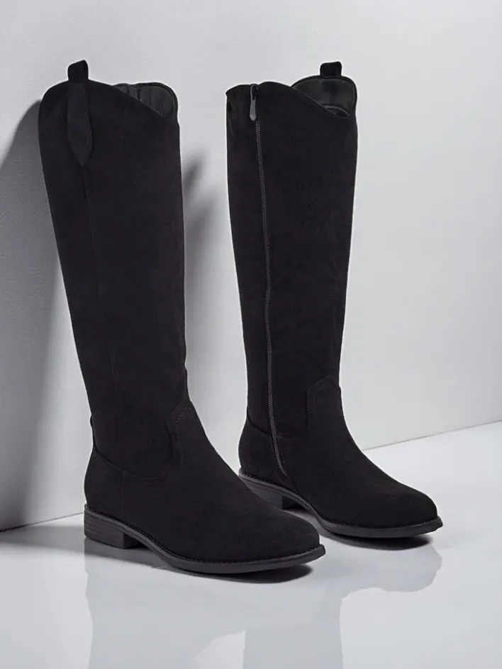 Kozaki Na Płaskim Obcasie|Kozaki Z Ociepleniem^Royalfashion Damskie kozaki eko zamszowe Zamerre