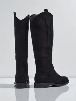 Kozaki Na Płaskim Obcasie|Kozaki Z Ociepleniem^Royalfashion Damskie kozaki eko zamszowe Zamerre