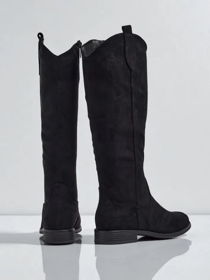 Kozaki Na Płaskim Obcasie|Kozaki Z Ociepleniem^Royalfashion Damskie kozaki eko zamszowe Zamerre