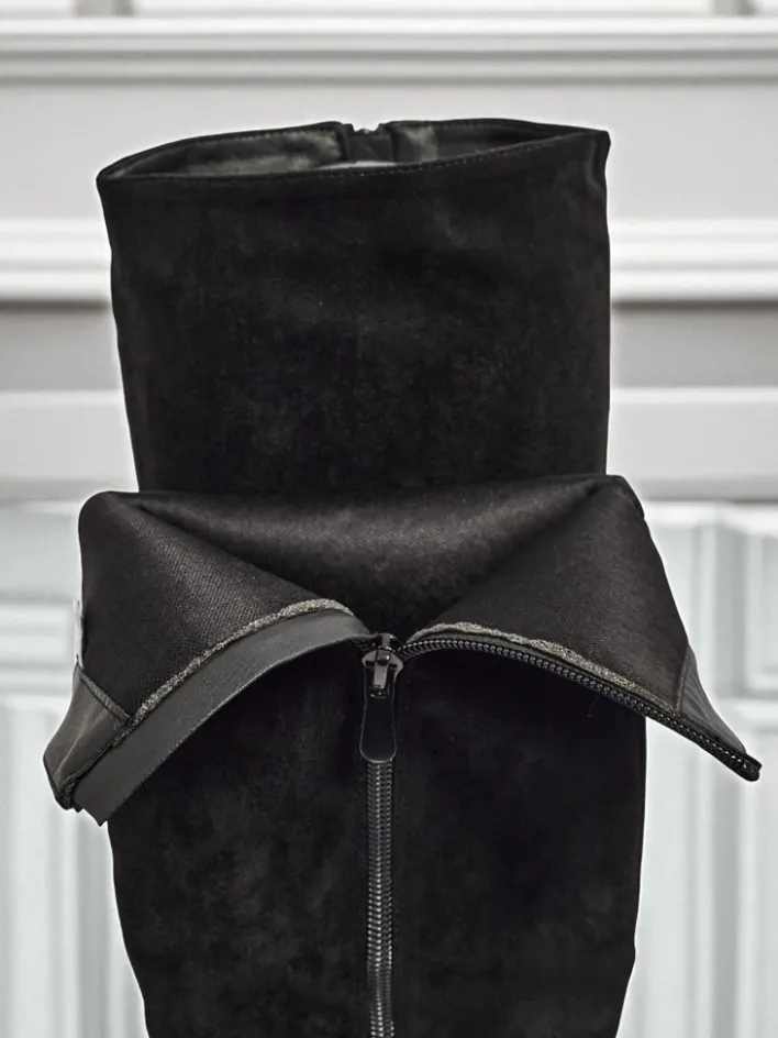 Kozaki Na Obcasie|Kozaki Z Ociepleniem^Royalfashion Damskie kozaki eko zamszowe na słupku GaleNest czarny