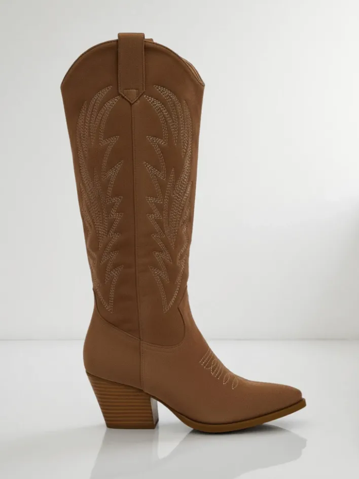 Kozaki Na Obcasie|Kozaki Bez Ocieplenia^Royalfashion Damskie kozaki typu kowbojki Marivelle brązowy