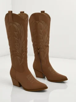 Kozaki Na Obcasie|Kozaki Bez Ocieplenia^Royalfashion Damskie kozaki typu kowbojki Marivelle brązowy