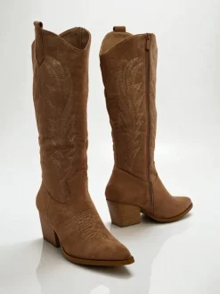 Kozaki Na Obcasie|Kozaki Bez Ocieplenia^Royalfashion Damskie kozaki typu kowbojki Marivelle brązowy