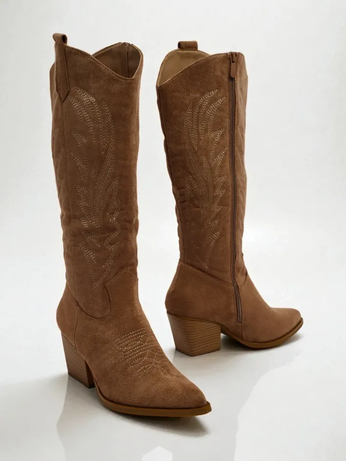 Kozaki Na Obcasie|Kozaki Bez Ocieplenia^Royalfashion Damskie kozaki typu kowbojki Marivelle brązowy