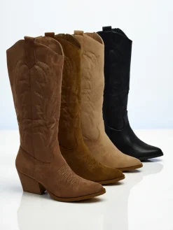 Kozaki Na Obcasie|Kozaki Bez Ocieplenia^Royalfashion Damskie kozaki typu kowbojki Marivelle brązowy