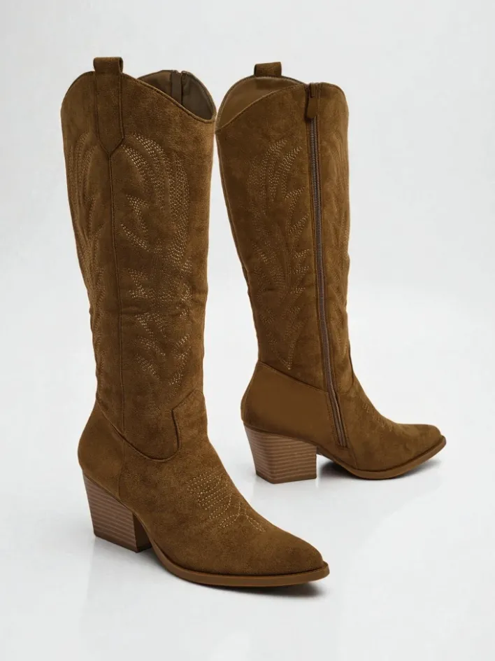 Kozaki Na Obcasie|Kozaki Bez Ocieplenia^Royalfashion Damskie kozaki typu kowbojki Marivelle brązowy