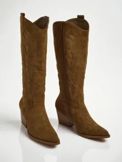 Kozaki Na Obcasie|Kozaki Bez Ocieplenia^Royalfashion Damskie kozaki typu kowbojki Marivelle brązowy