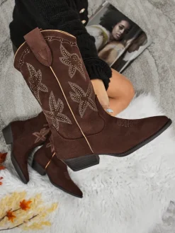 Kozaki Na Płaskim Obcasie|Kozaki Z Ociepleniem^Royalfashion Damskie kozaki typu kowbojki Zephira