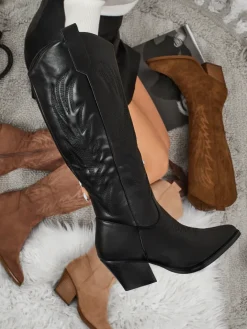 Kozaki Bez Ocieplenia|Kozaki Do Kolana^Royalfashion Damskie kozaki typu kowbojki Marivelle czarny