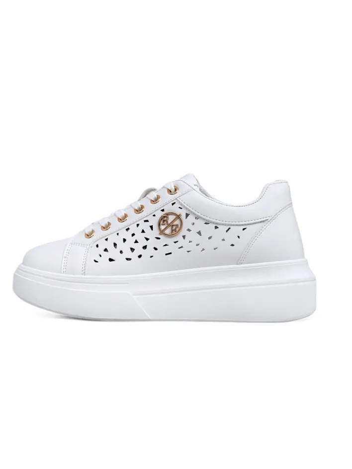 Ugc|Sneakersy^Royalfashion Damskie sneakersy Calista Bianco z eko skóry, ażurowe, wiosenne 4,5 cm biały