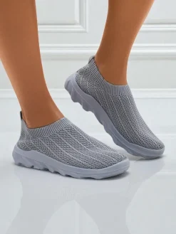 Bieganie, Ćwiczenia I Trening^Royalfashion Damskie sneakersy gołębie szare Silvana - wygodne buty slip-on do miasta gołębi szary