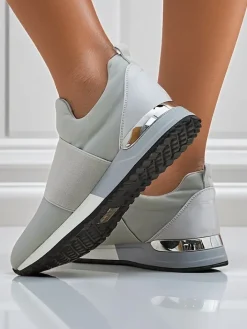 Bieganie, Ćwiczenia I Trening^Royalfashion Damskie sneakersy Selene Grigio płaska podeszwa modny styl gołębi szary