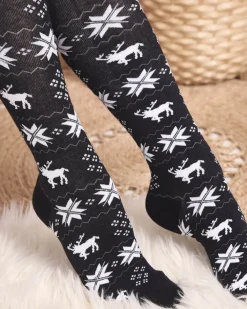 Skarpetki^Royalfashion Damskie świąteczne skarpety za kolano w kolorze m- Bielizna czarny