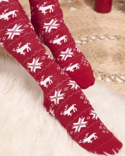 Skarpetki^Royalfashion Damskie świąteczne skarpety za kolano w kolorze m- Bielizna Bordowy