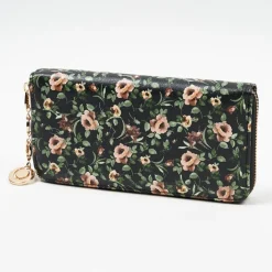 Portmonetki^Royalfashion Duży damski portfel z kwiecistym wzorem - Akcesoria czarny
