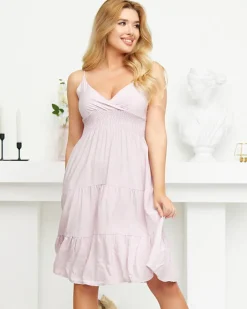 Sukienki Letnie|Sukienki Krótkie^Royalfashion Fioletowa damska delikatna sukienka przed kolano - Odzież fioletowy