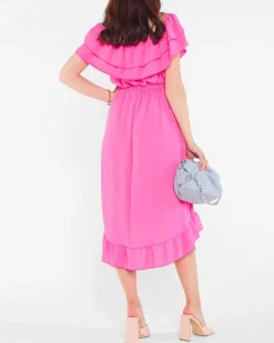 Sukienki Letnie|Sukienki Długie^Royalfashion Fuksjowa damska sukienka z falbankami - Odzież różowy