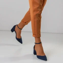 Buty Na Wielkie Wyjście|Sandały Na Słupku^Royalfashion Granatowe damskie sandały na słupku Rumila - Obuwie Granatowy