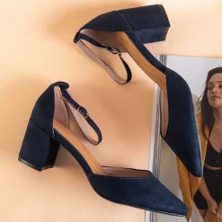 Buty Na Wielkie Wyjście|Sandały Na Słupku^Royalfashion Granatowe damskie sandały na słupku Rumila - Obuwie Granatowy