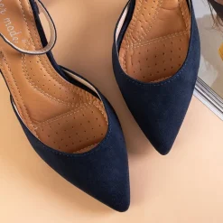 Buty Na Wielkie Wyjście|Sandały Na Słupku^Royalfashion Granatowe damskie sandały na słupku Rumila - Obuwie Granatowy