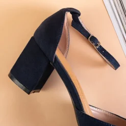 Buty Na Wielkie Wyjście|Sandały Na Słupku^Royalfashion Granatowe damskie sandały na słupku Rumila - Obuwie Granatowy