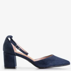 Buty Na Wielkie Wyjście|Sandały Na Słupku^Royalfashion Granatowe damskie sandały na słupku Rumila - Obuwie Granatowy