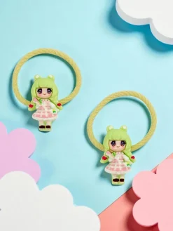 Dziewczęce^Royalfashion Gumki do włosów Bambina Rosetta z motywem lalki zielony