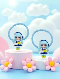 Dziewczęce^Royalfashion Gumki do włosów Bambina Rosetta z motywem lalki niebieski