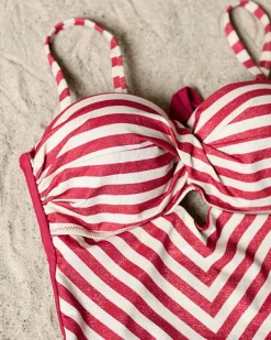 Stroje Kąpielowe^Royalfashion Jednoczęściowy kostium kąpielowy damski w paski- Bielizna czerwony