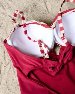 Stroje Kąpielowe^Royalfashion Jednoczęściowy kostium kąpielowy damski w paski- Bielizna czerwony