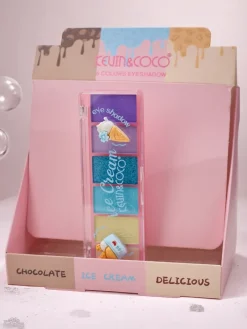 Oczy^Royalfashion Kevin&Coco Paletka 6 cieni do powiek z brokatem Ice Cream ŻywyNiebieski