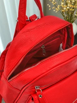 Plecaki^Royalfashion Kolekcja Artemisia: Mały Plecak Damski Królewska Moda z Eko-skóry czerwony