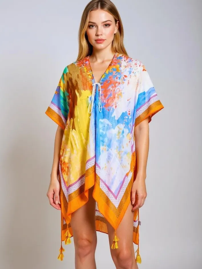 Narzutka Plażowa|Bluzki / Koszule / Koszulki^Royalfashion Kolorowe Pareo Callista by – Zwiewna Sukienka plażowa do kolan Wielokolorowe