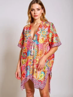 Narzutka Plażowa|Bluzki / Koszule / Koszulki^Royalfashion Kolorowe pareo Callista – stylowa narzutka do kolan do plaży Wielokolorowe