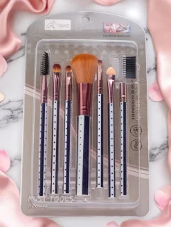 Oczy|Twarz^Royalfashion Kompaktowy zestaw pędzelków do makijażu beżowy